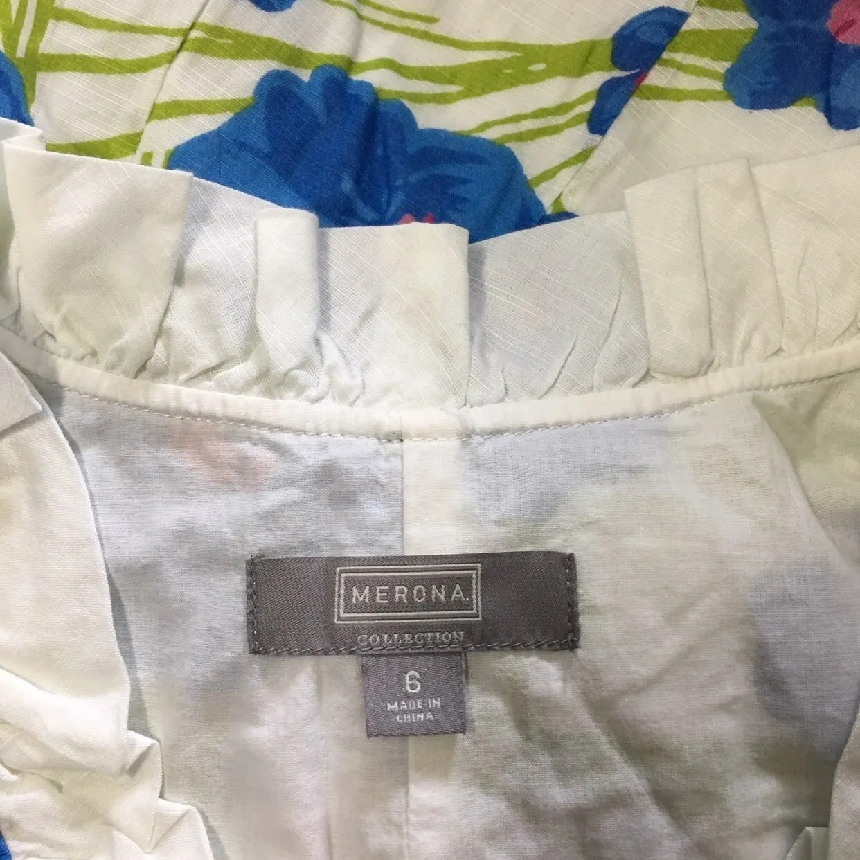 Vtg Floral Dress Women 6 S Merona Mod Retro Ruffled Sheath Coastal Preppy Poppy - Image 3