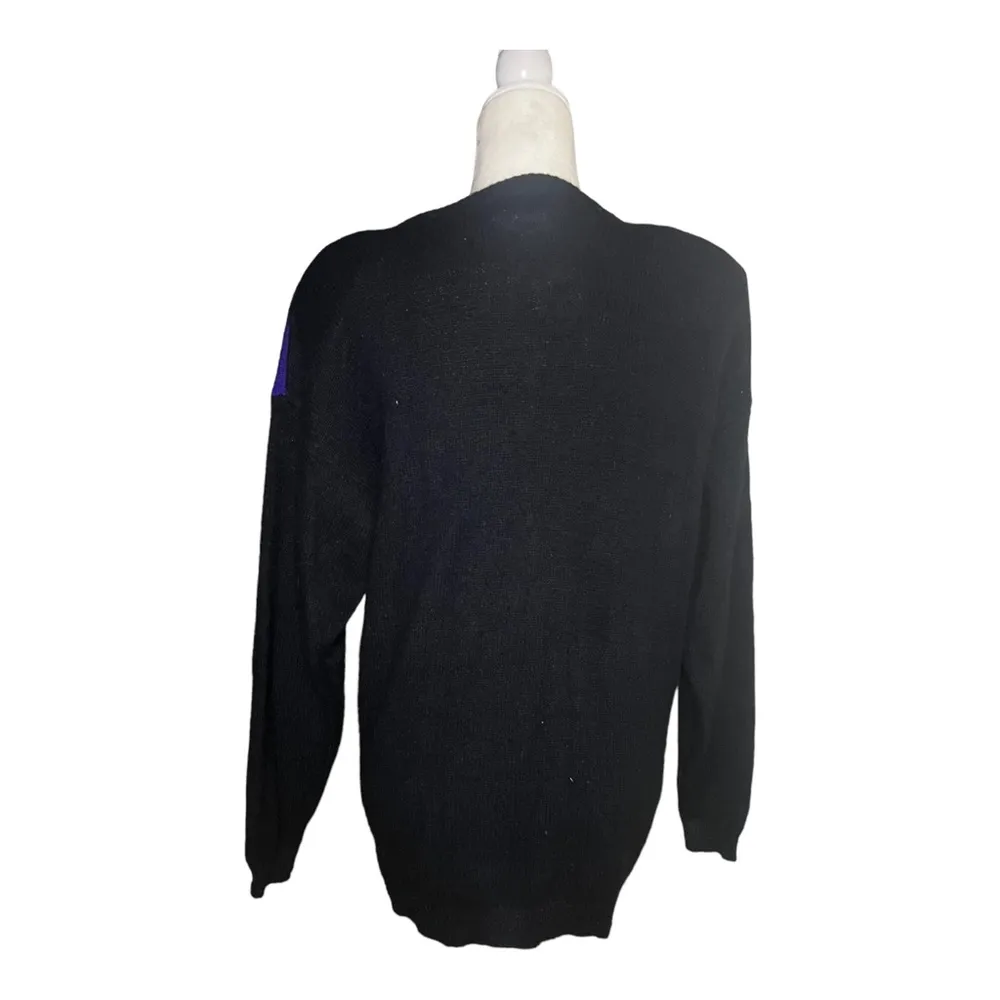 Vintage 80s Sequin Sweater | Bold Geometric Design | Statement Piece Mardi Gras Size L - Image 3