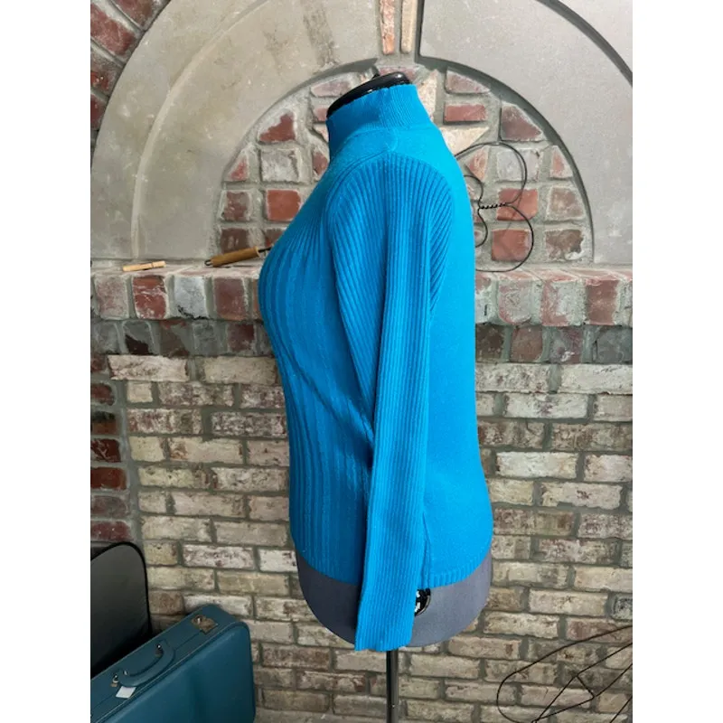 Sag Harbor sweater cabled ribbed high neck blue - Image 4