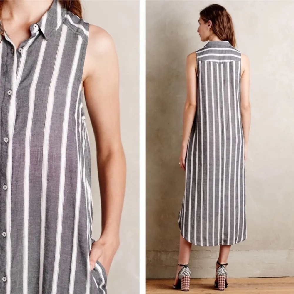 HOLDING HORSES Sleeveless Striped Grey and White Midi Dress - Image 5