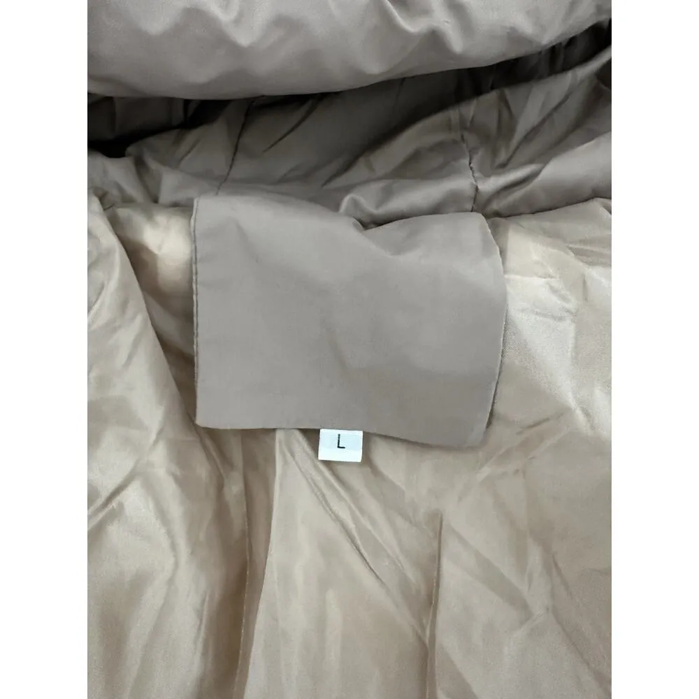 Shein Puffer Coat Jacket Sz L Brown Minimalist Trendy High Neck Normcore - Image 8