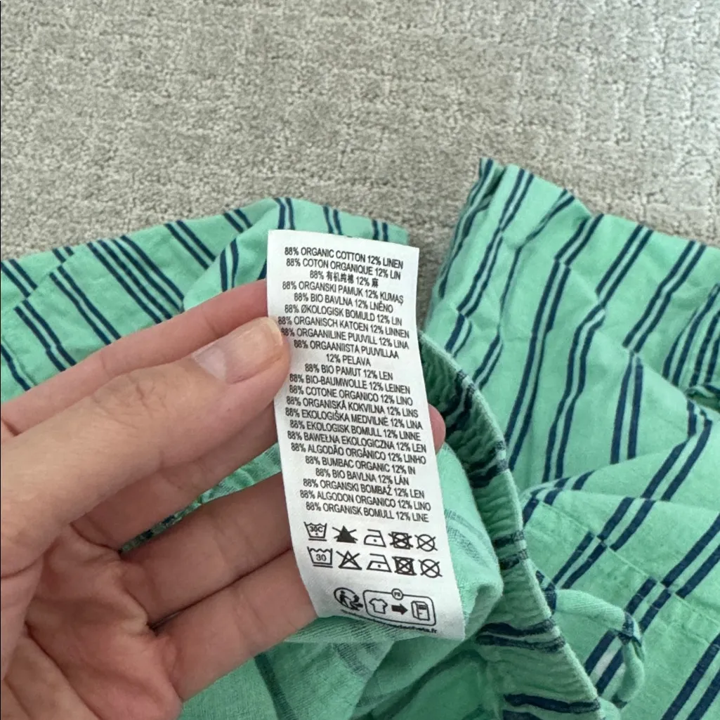 Damson Madder “sydney coastal cargo pants” mint green stripe drawstring linen Size 4 - Image 12