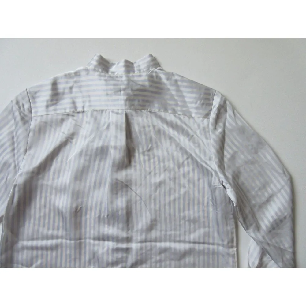 NWT Banana Republic Parker in Satin Striped Tie Neck Button Down Tunic Shirt S - Image 3