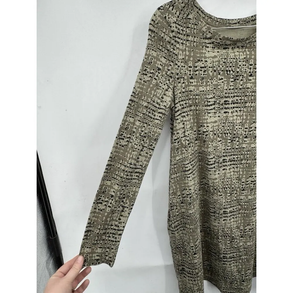 Pact Size S Revive Organic Cotton Stretch Long‎ Sleeve Swing Shirt Dress Olive - Image 4