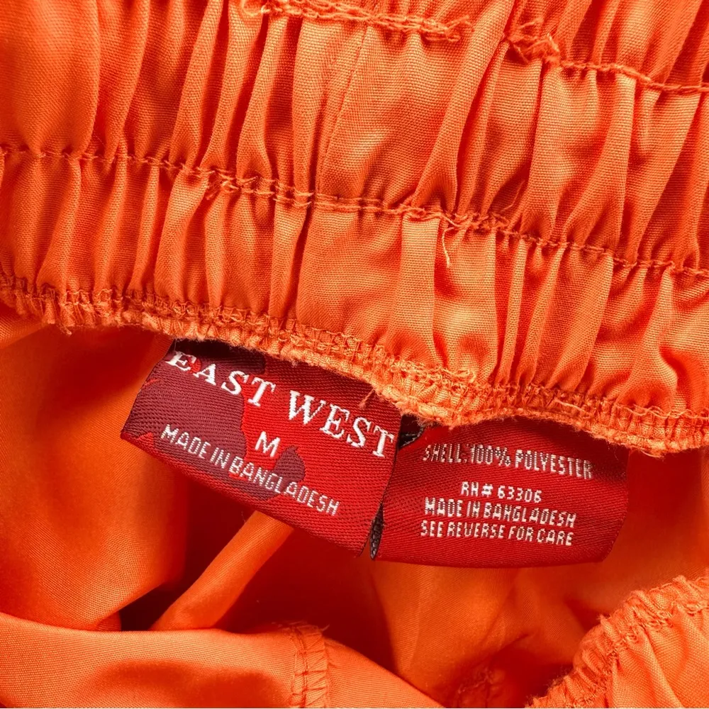 Vinatge retro east west orange track suit sleeveless hooded shirt cropped pant m Size M - Image 7