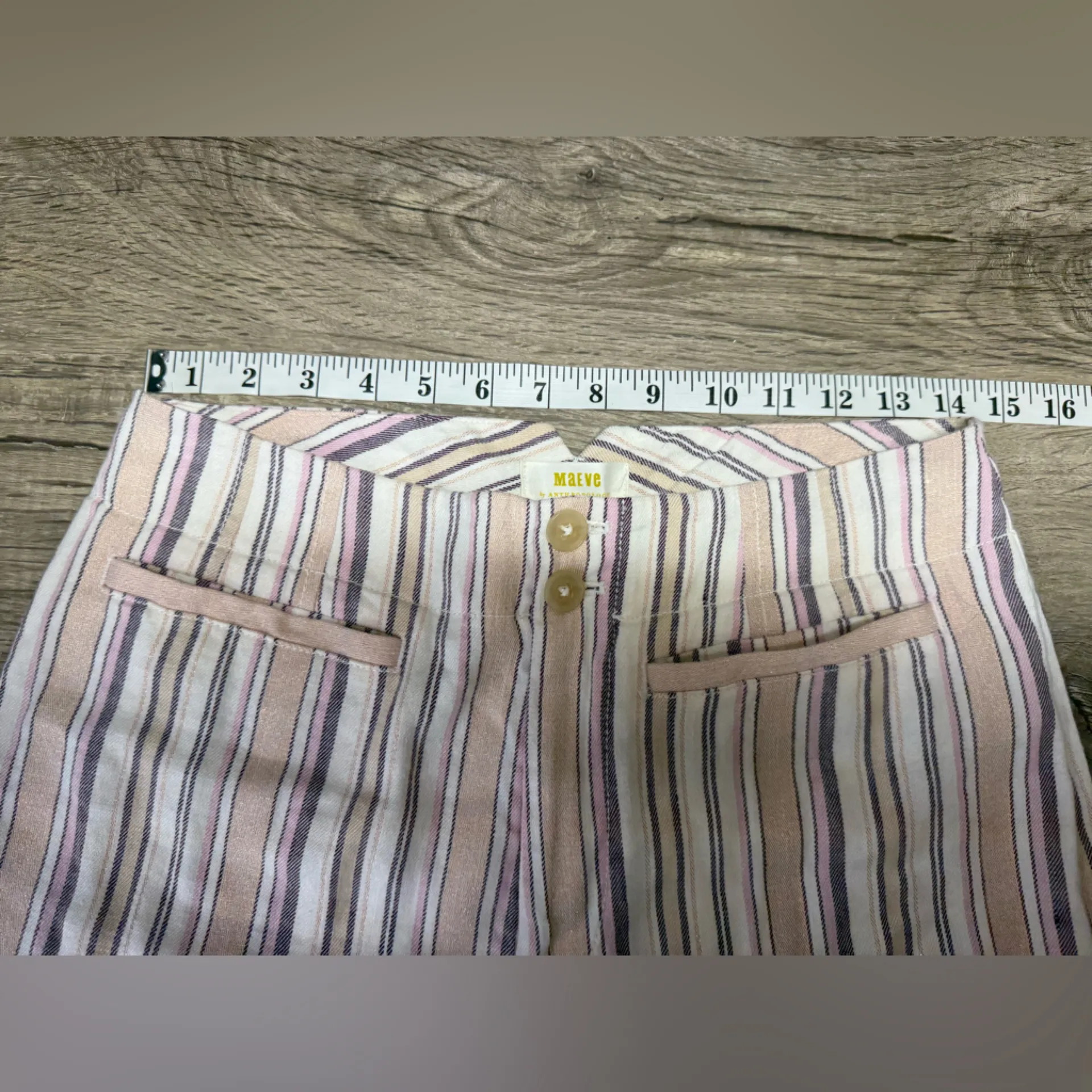 Maeve Wide Leg Linen Pants Anthropologie Striped Pink Gray Size 6 - Image 9