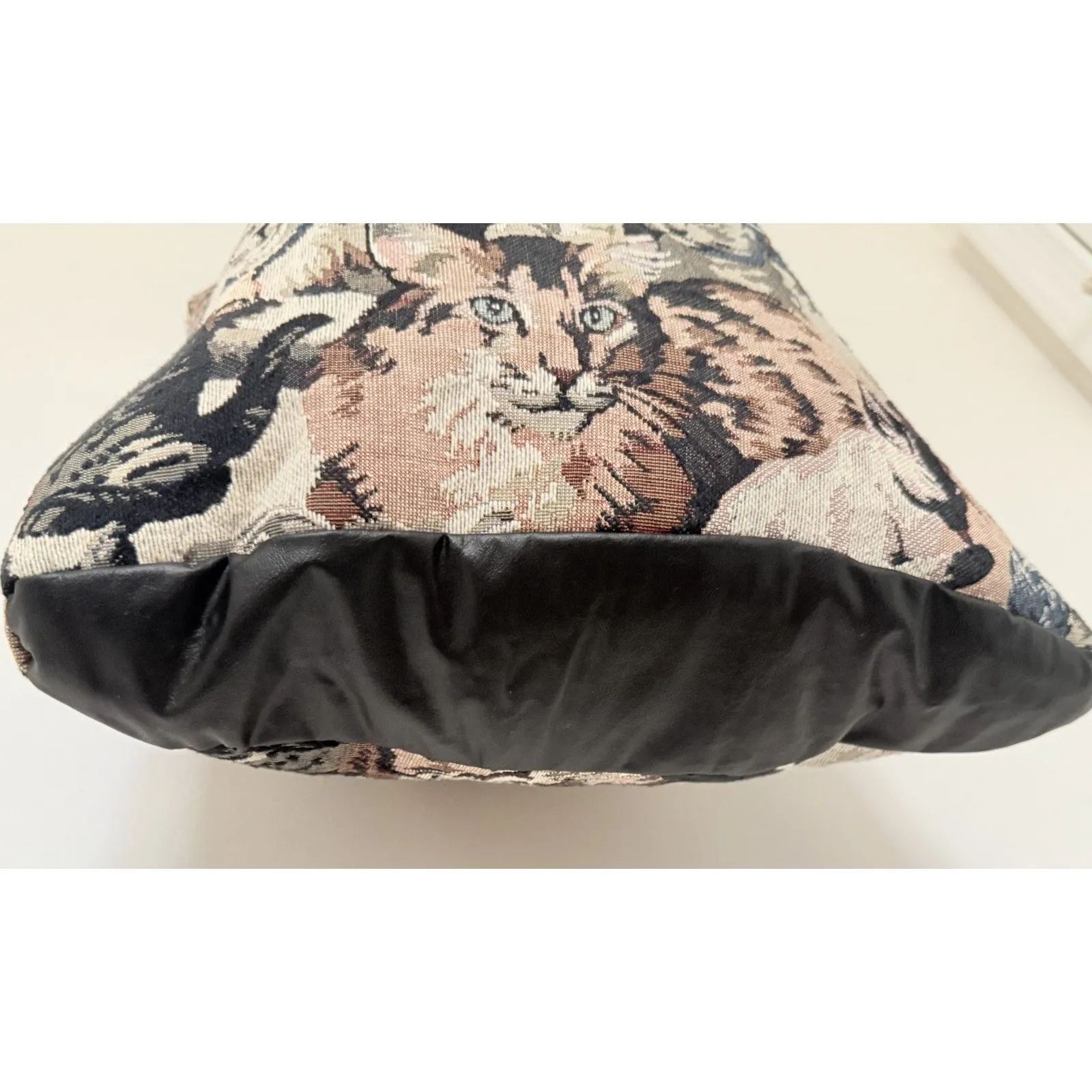 Vintage Woven Cat Tapestry Shopper Bag Whimsical Feline Retro Portrait Tote - Image 7