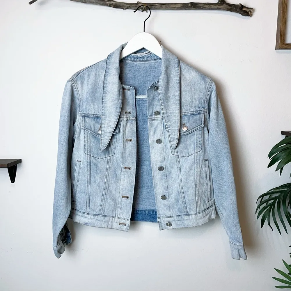 J.ING Vintage Light Blue Distressed Denim Jacket Size XS - Image 2
