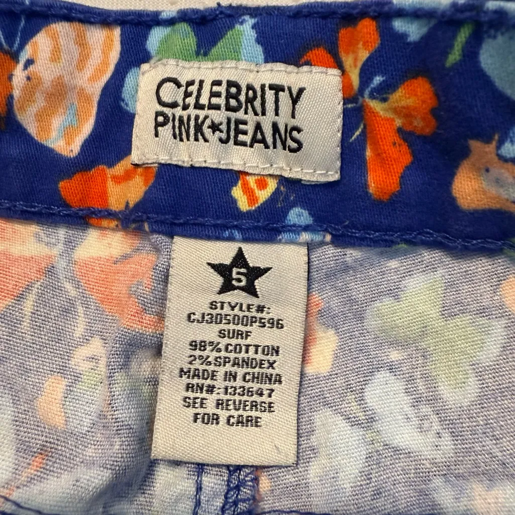 Celebrity Pink Multicolor Butterfly Shorts Size 5 Juniors Rise 8” Inseam 3” - Image 6