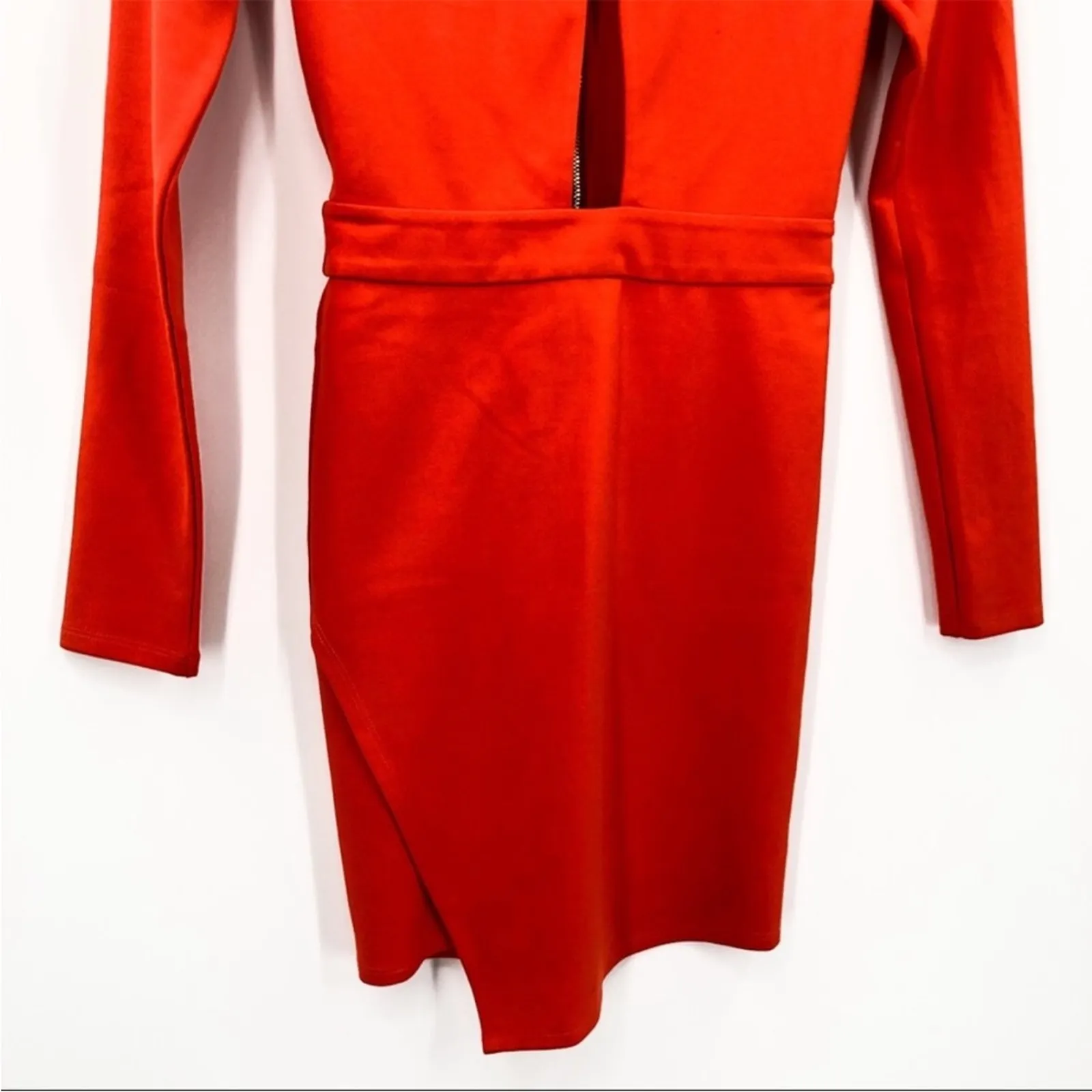 NBD X NAVEN Revolve Alicia Bodycon Long Sleeve Orange Tulip Dress Cut Out - Image 7