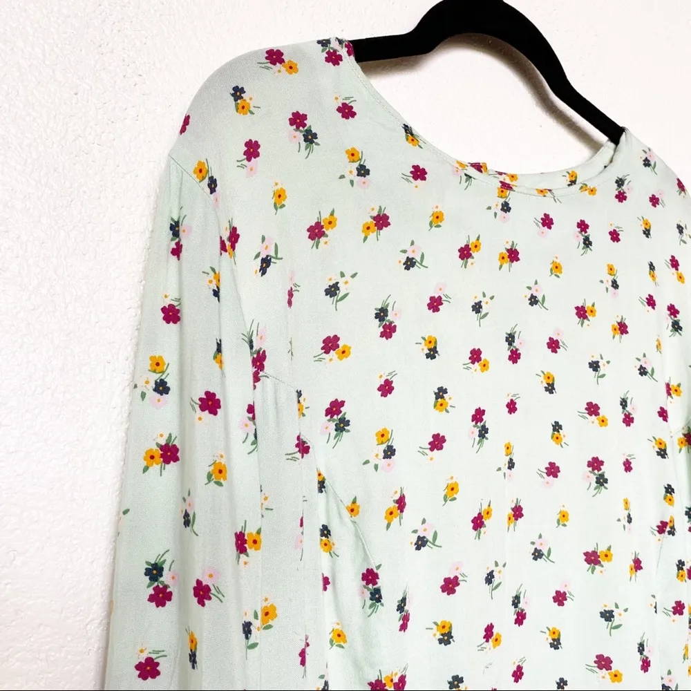 Fluted Long Sleeve Ruffle Hem Mini Dress Size 14 - Image 4