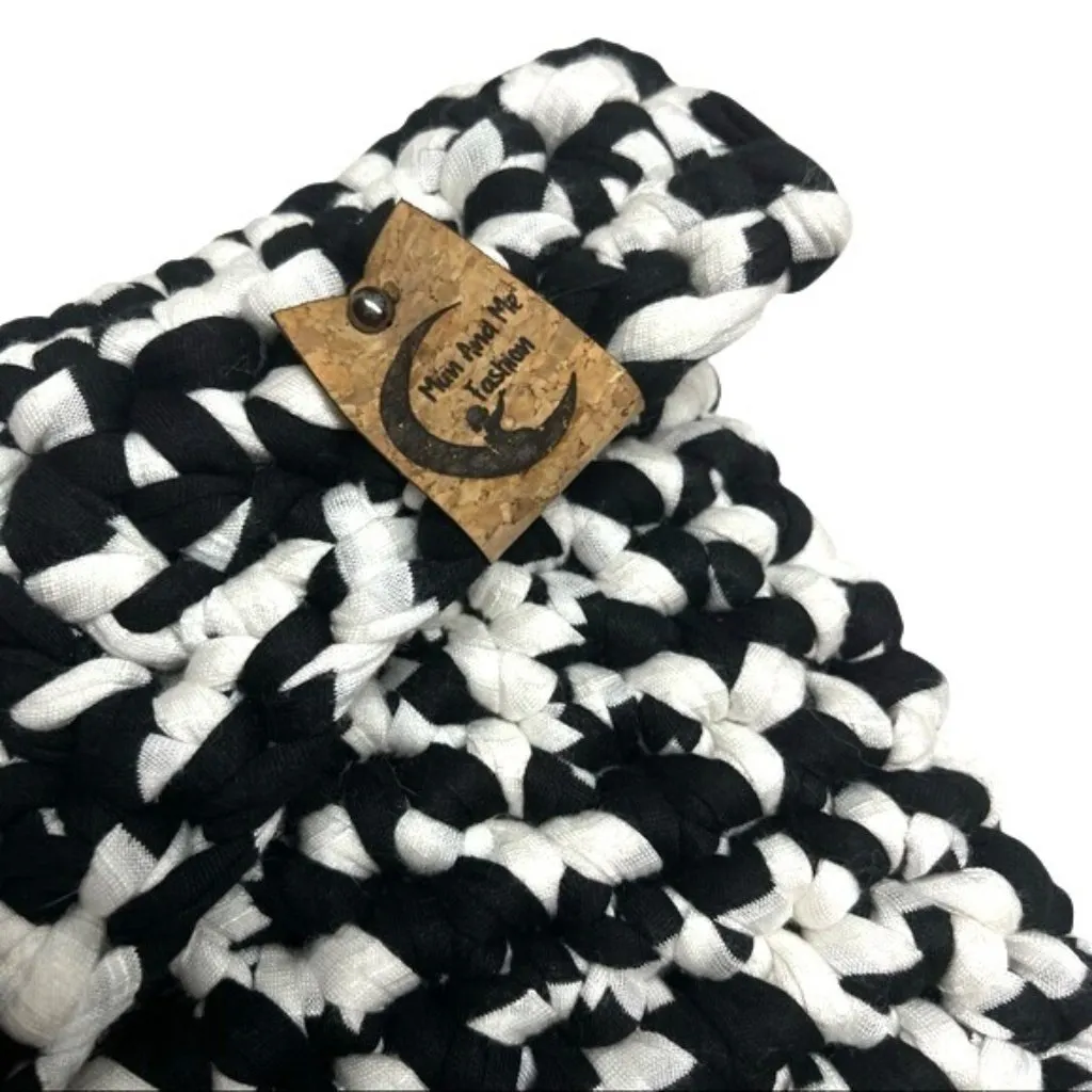 Handmade Envelope Clutch Bag Black and White Coconut Button Boutique Med Size - Image 4