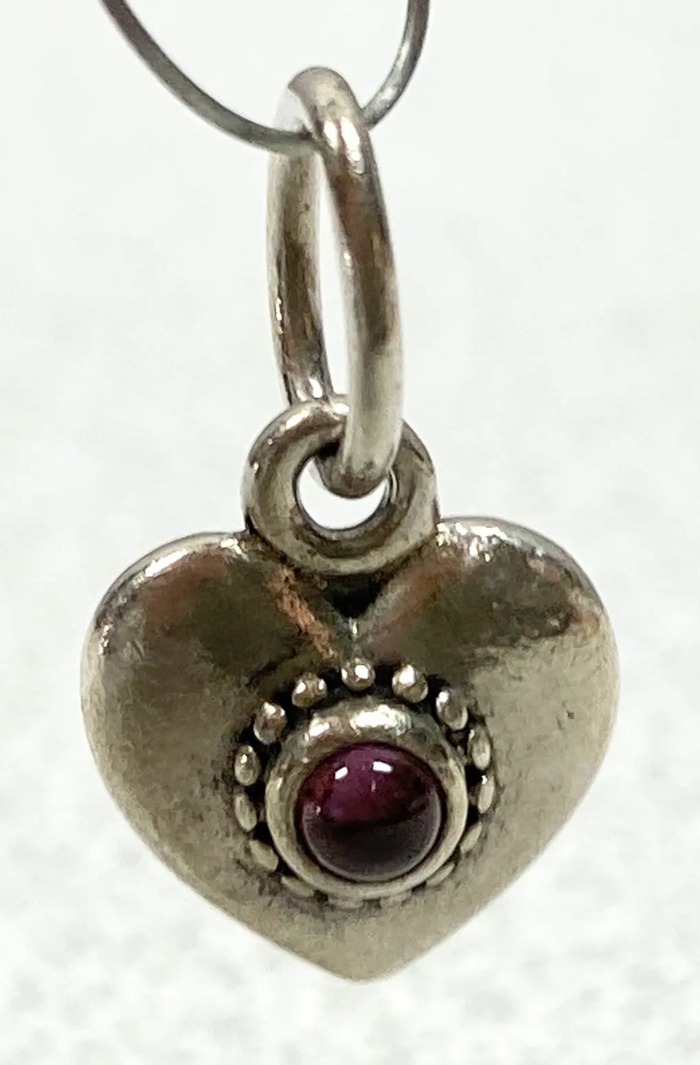 Authentic PANDORA Retired S925 ALE Pink Rhodolite Treasured Heart Charm Pendant - Image 1