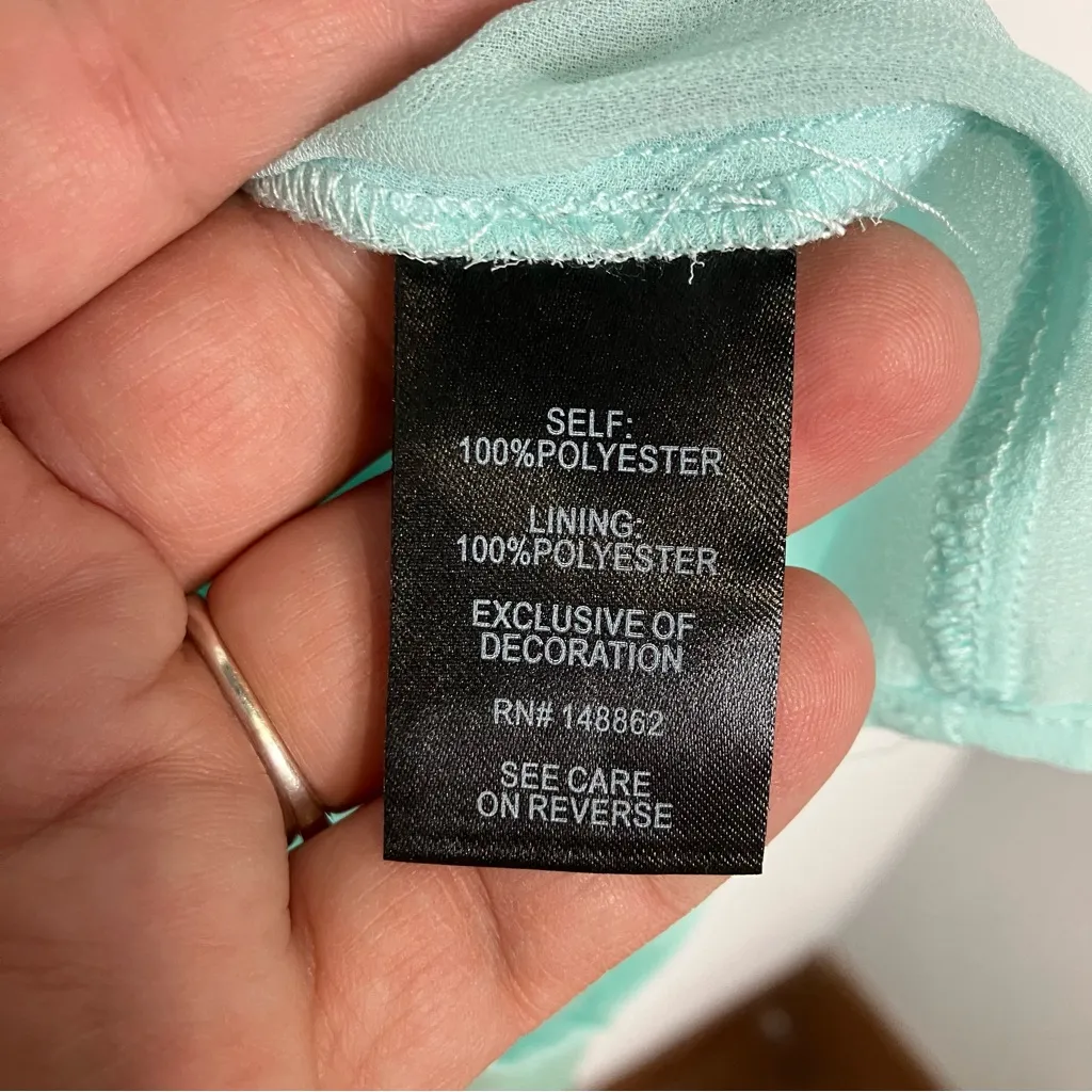 Torrid Embroidered crinkle chiffon crochet lace trim tank blue‎ teal women’s 3X - Image 7