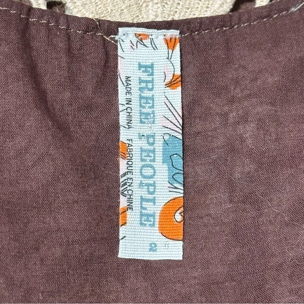 Free People Women’s Size 2 Espresso Brown Cream Embellished Beads Shift Dress - Image 7