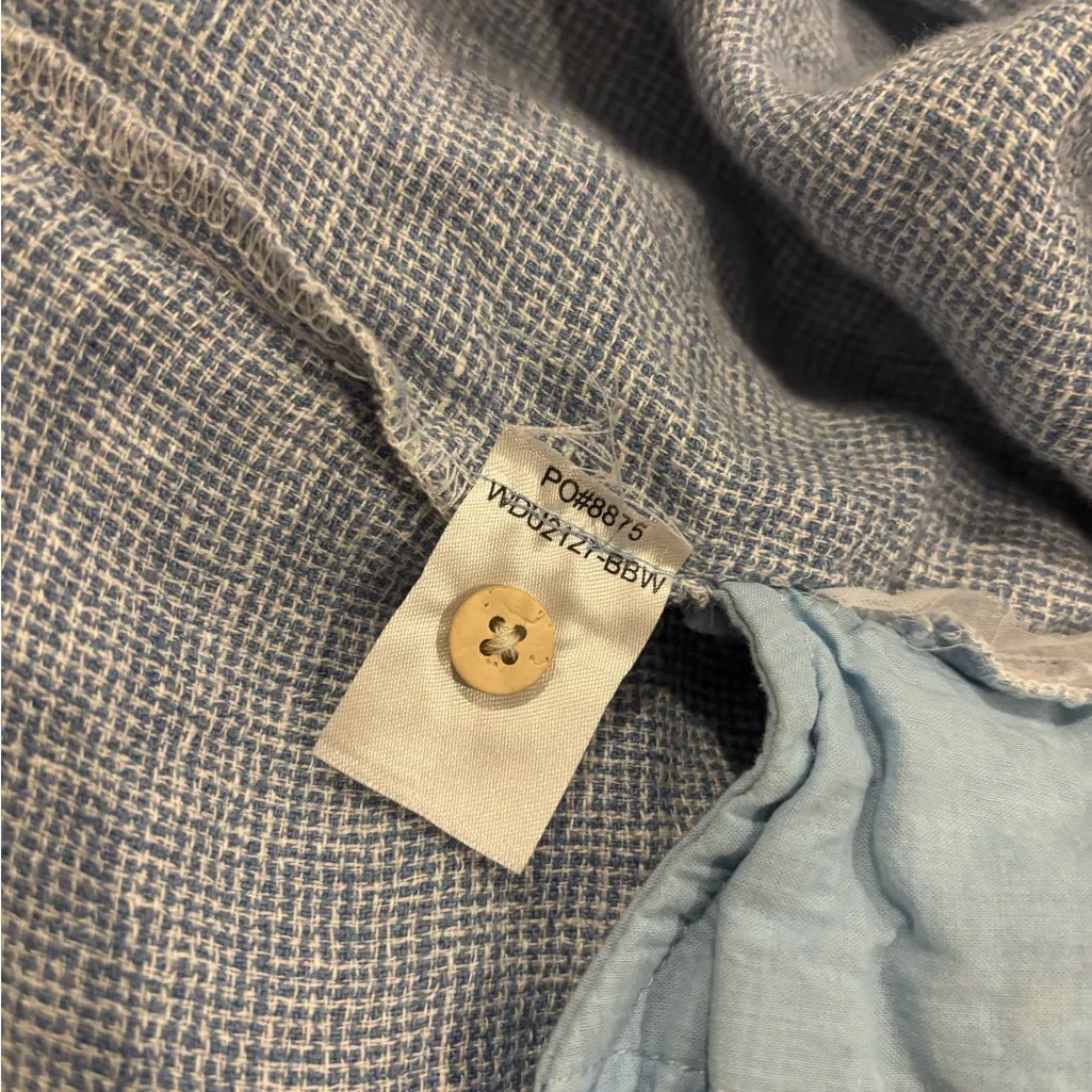 Faherty Linen Hana Dress Blue Basket Weave Medium Shift pockets relaxed - Image 10