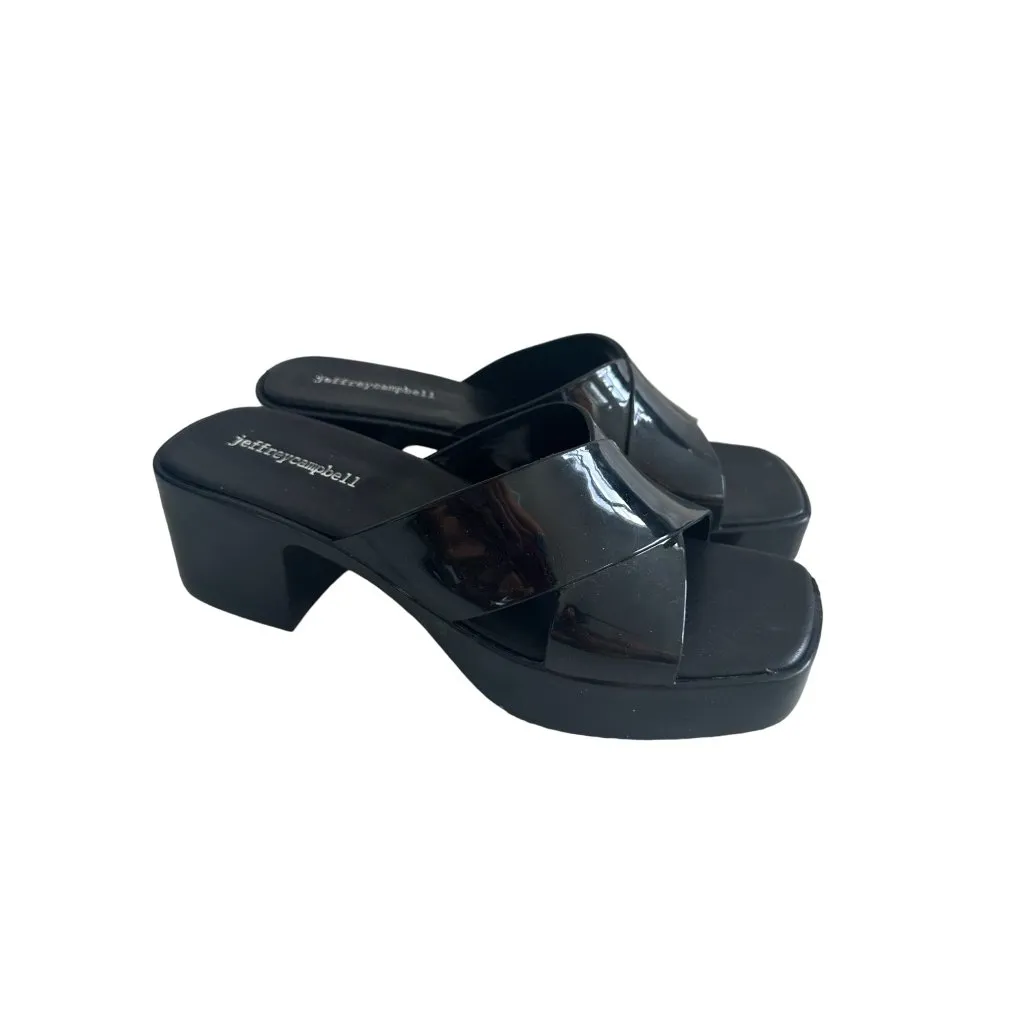 JEFFREY CAMPBELL Black Platform Slide Sandals Size 9 - Image 3