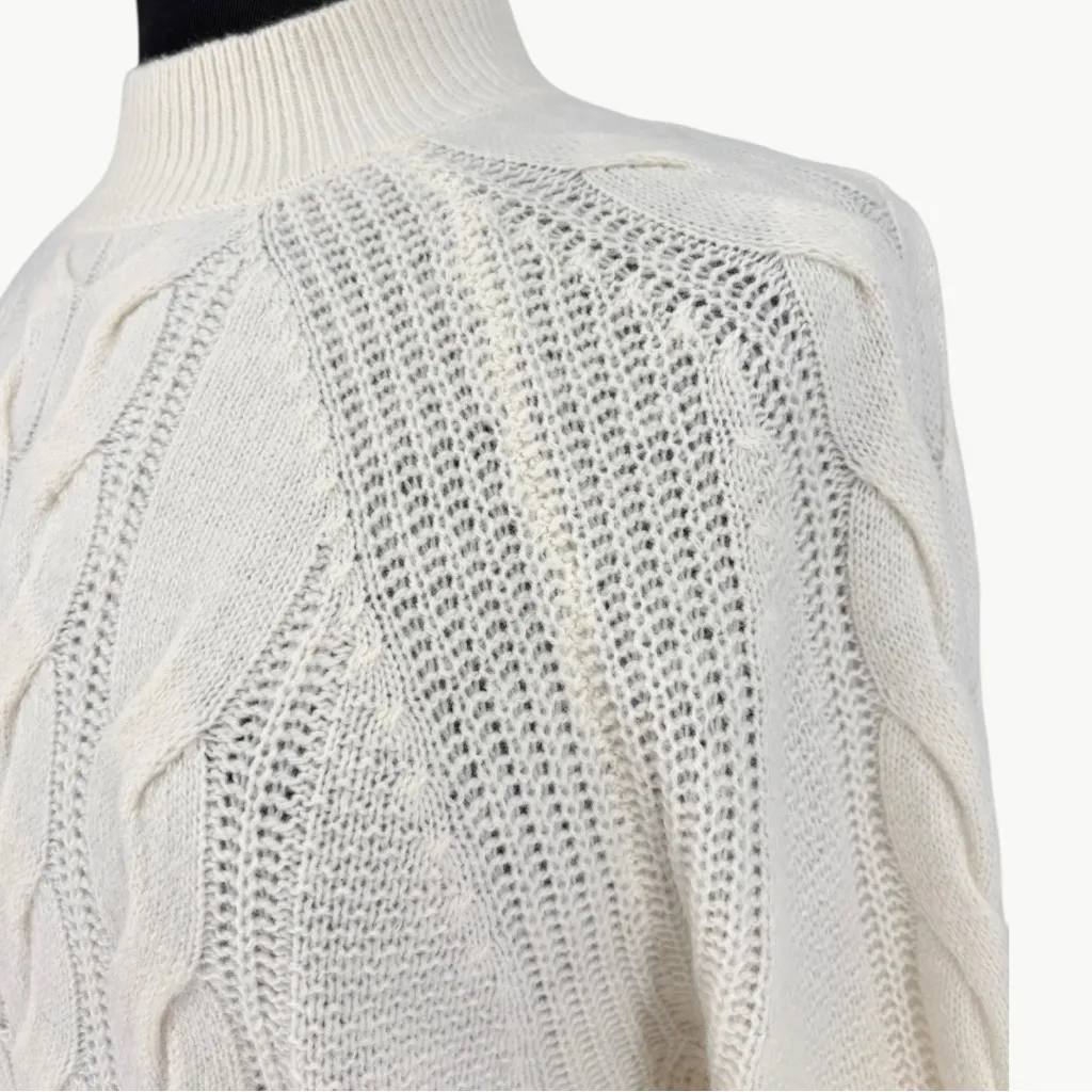 NWT Banana Republic Italian Merino Wool Cable Knit Sweater | Sz Medium | Ivory - Image 12