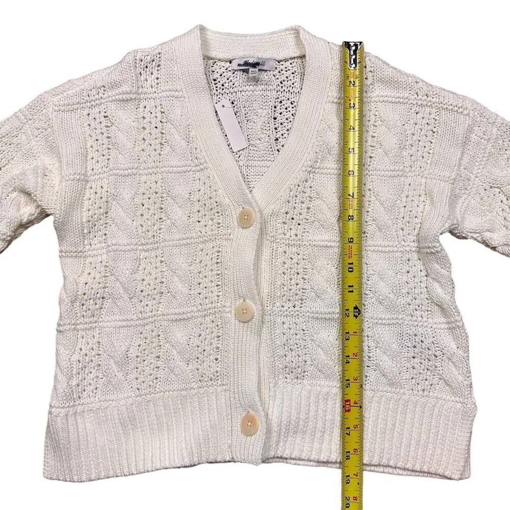 NWT Madewell Women's Ivory Open Cable-Stitch Cardigan Sweater XXS Relaxed Casual - Image 6