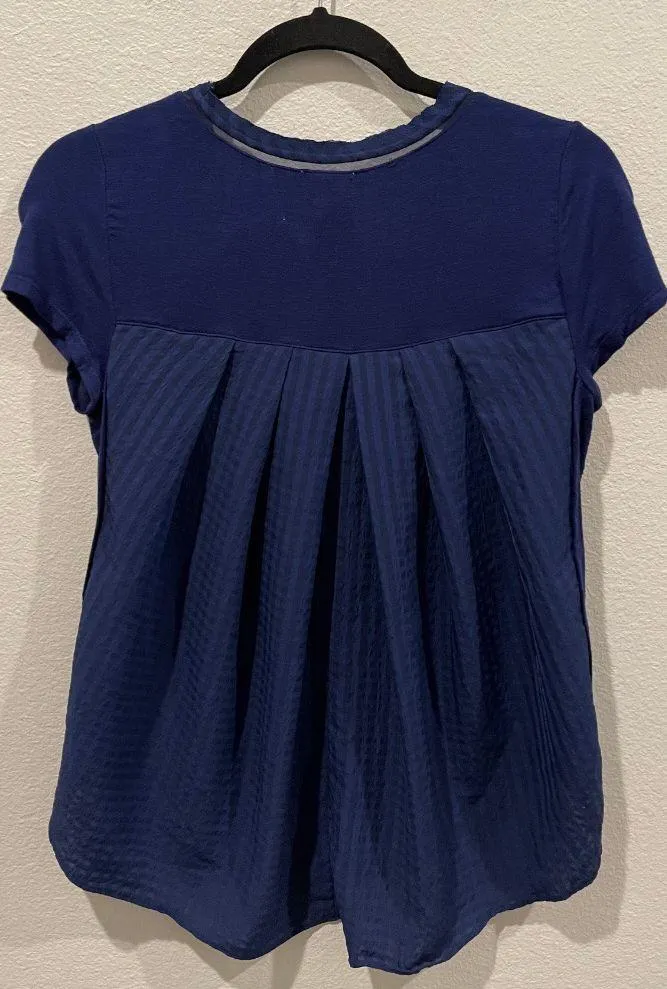 DELETTA Sheer Slice Navy Blue Top - Image 2