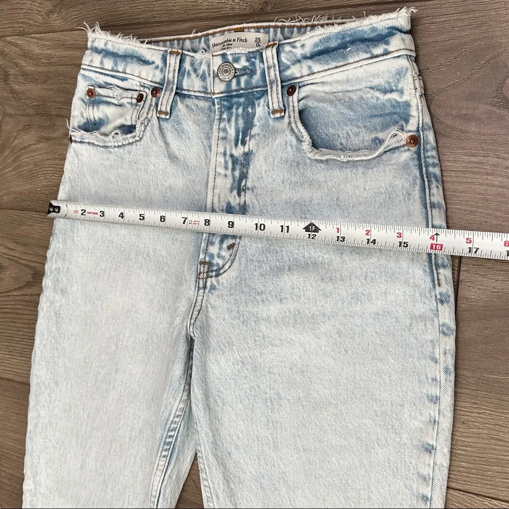 Abercrombie & Fitch The Mom High Rise Crop Stretch Blue Ankle Jeans Size 25 - Image 9