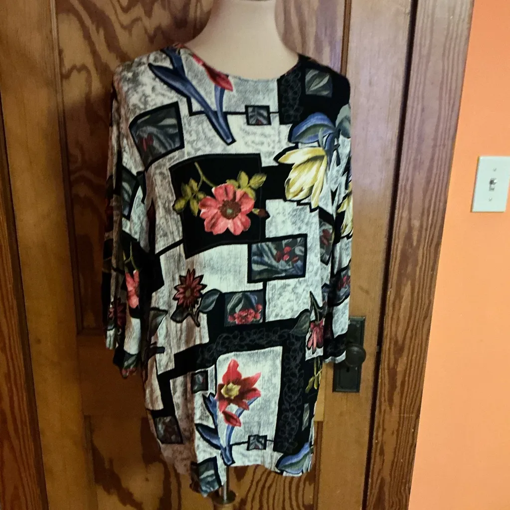 Vtg 80s floral patchwork top Size 1X - Image 7