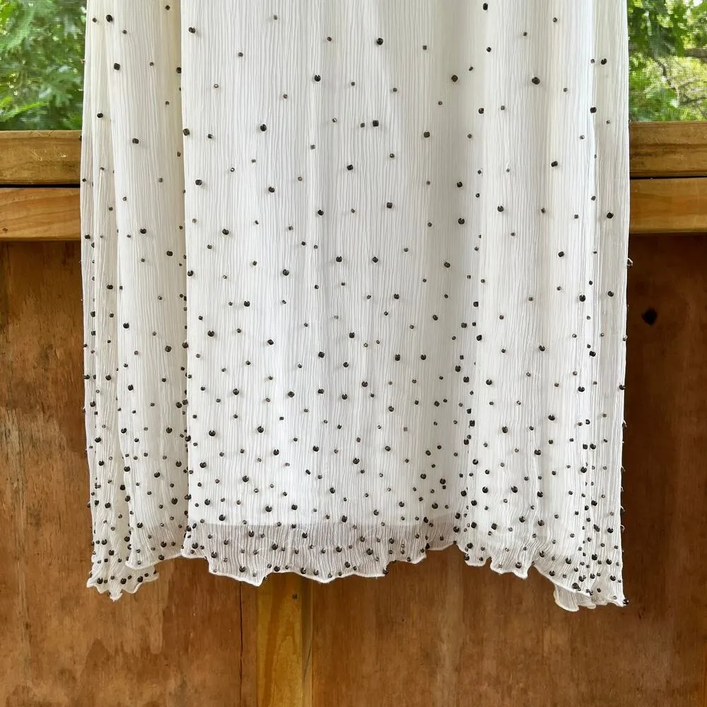 WDNY White And Gold 100% Silk Beaded Cocktail Dress Size 8. NEW - Image 4