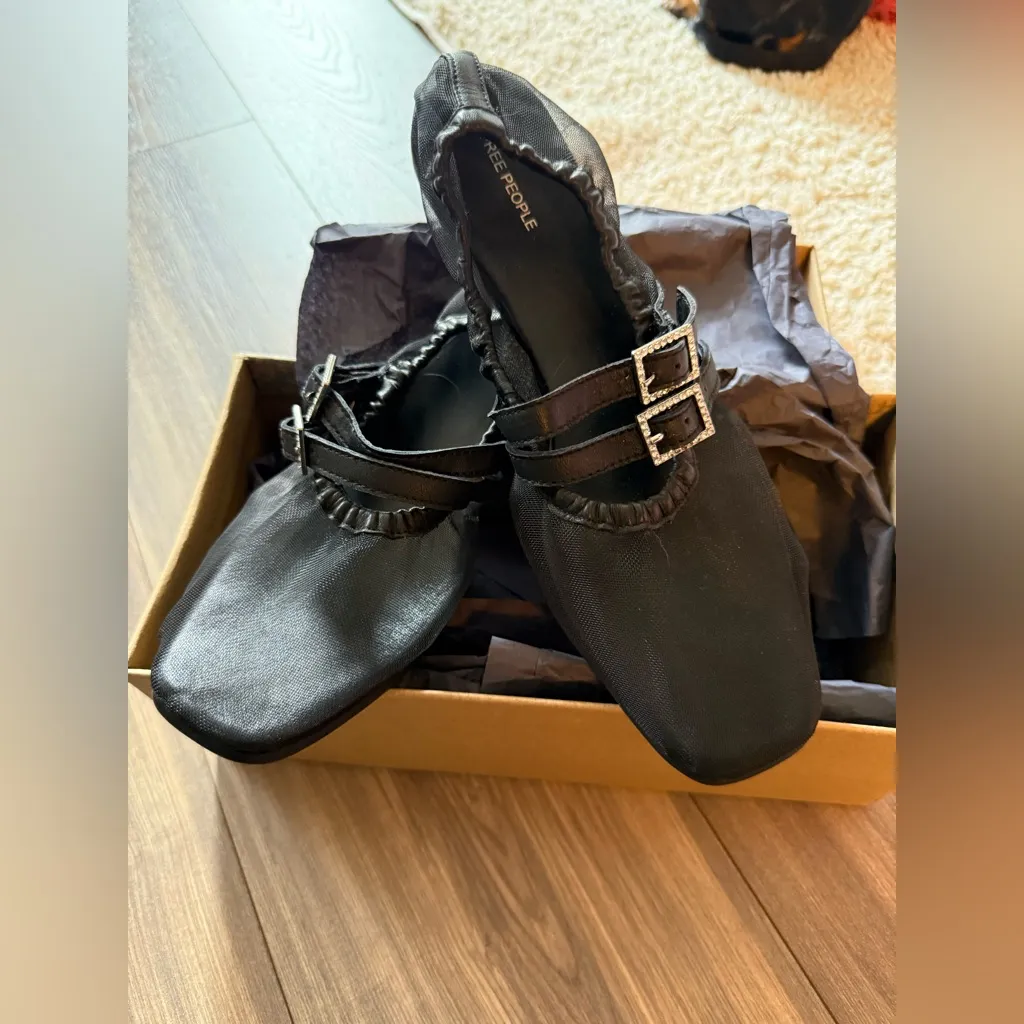 Free People Black Mesh Flats - Image 4