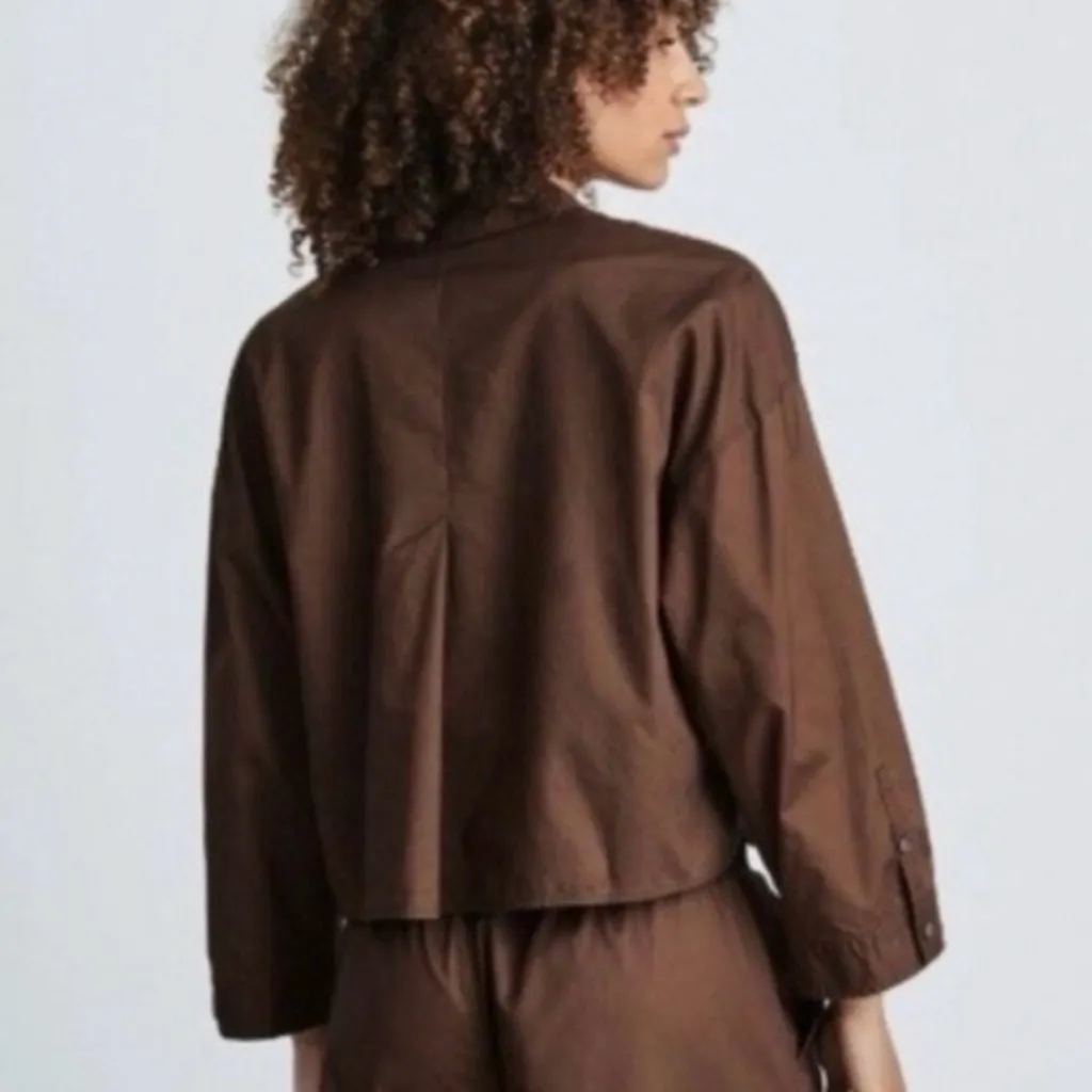 EVERLANE Orange Woven PJ Button Front Top - Image 3