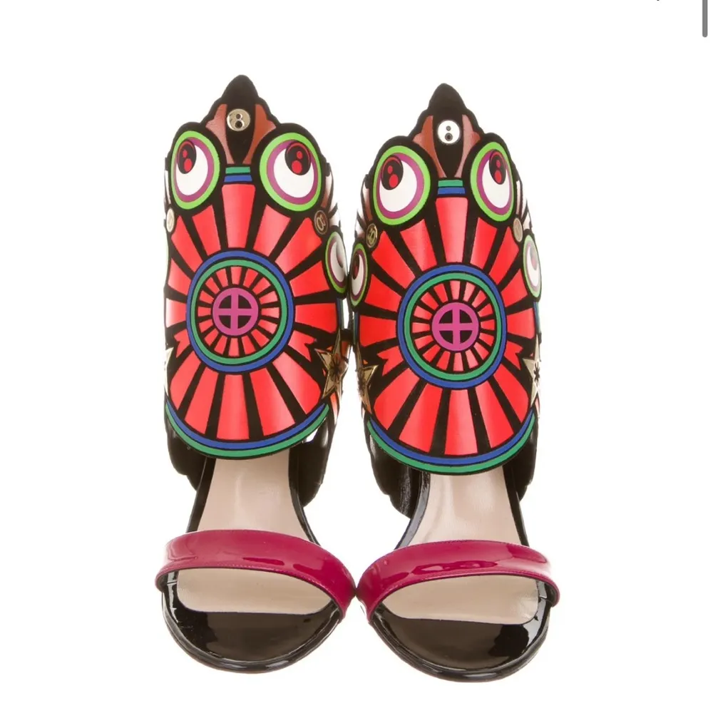 Nicholas Kirkwood Bohemian Pop Art Runway Multi Heels Stilettos Shoes 37 l 7 Black - Image 4