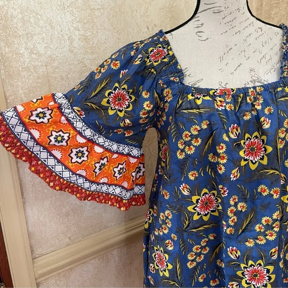 JOIE Chloris Baja Batik Bell Floral Summer Dress womens M Medium - Image 4