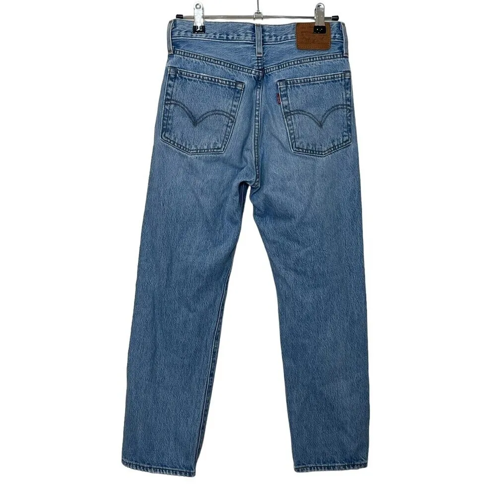 Levi’s Wedgie Straight Distressed Jeans Size 24 Blue High Rise Ripped Cropped - Image 5