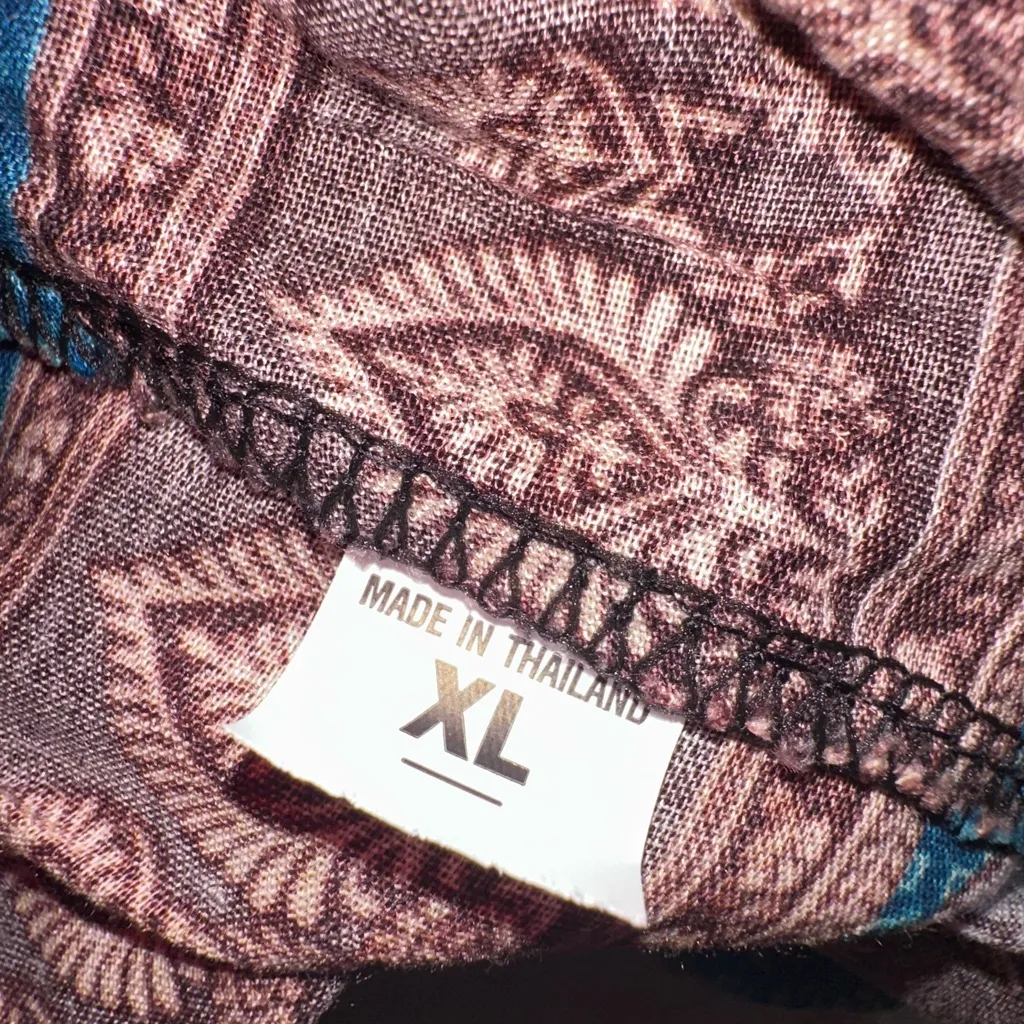 Boho Elephant Print Harem Pants – Teal & Brown – New, Purchased in Thailand Size XL - Image 4