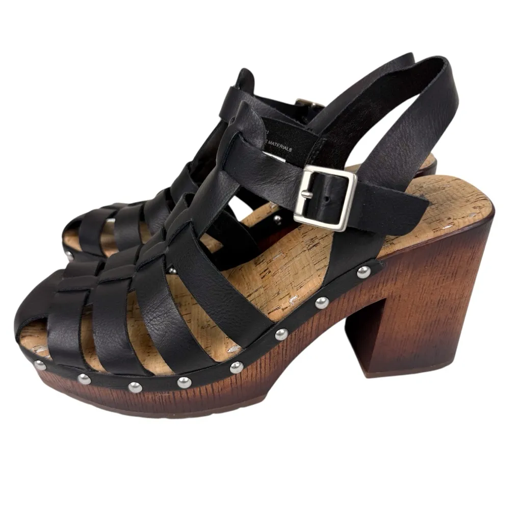 Korks by Korkease Whitney Platform Wooden Heel Sandal Black Studded Size 8 - Image 6