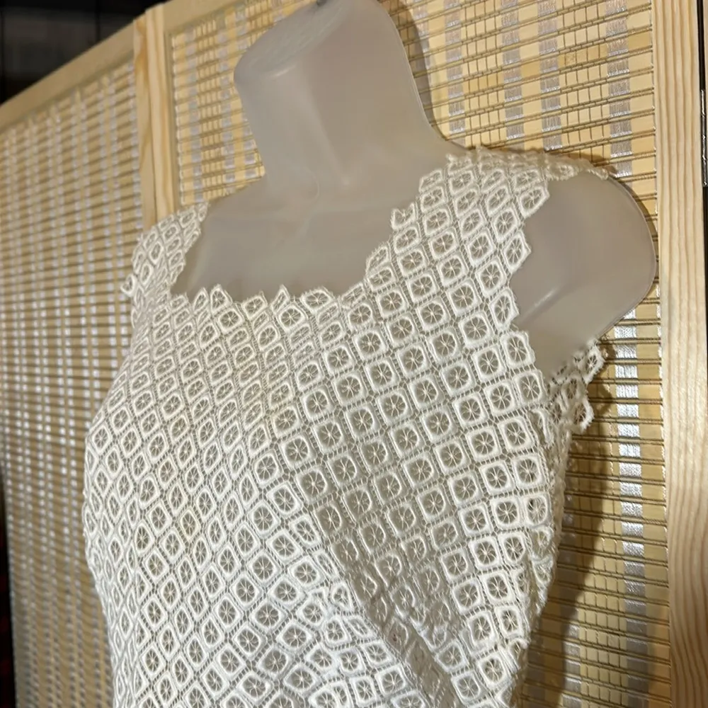 Vintage Handmade (1950s?) Pale Cream Guipure Lace Cropped Tank Top Size undefined - Image 4