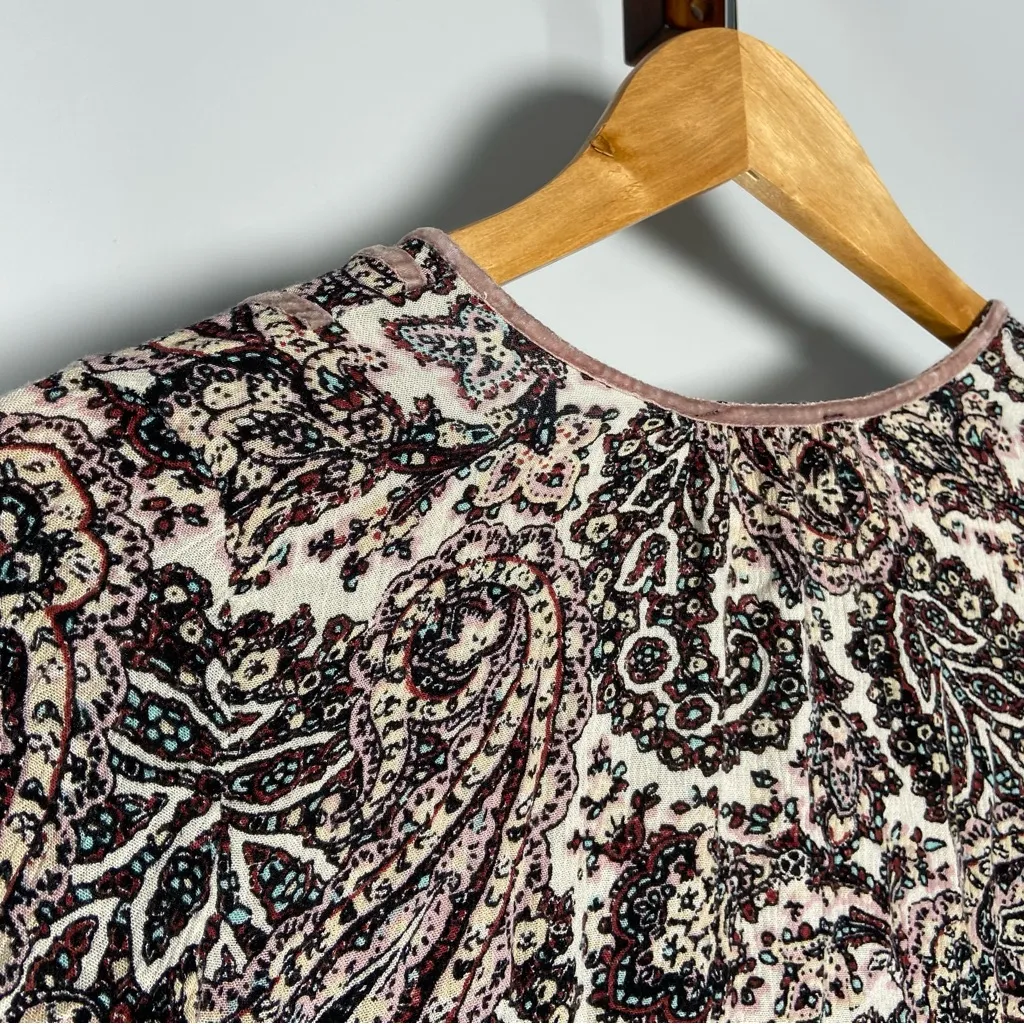 American Eagle Paisley Blouse Peasant Boho Fairy Babydoll Top Whimsigoth Floral - Image 7