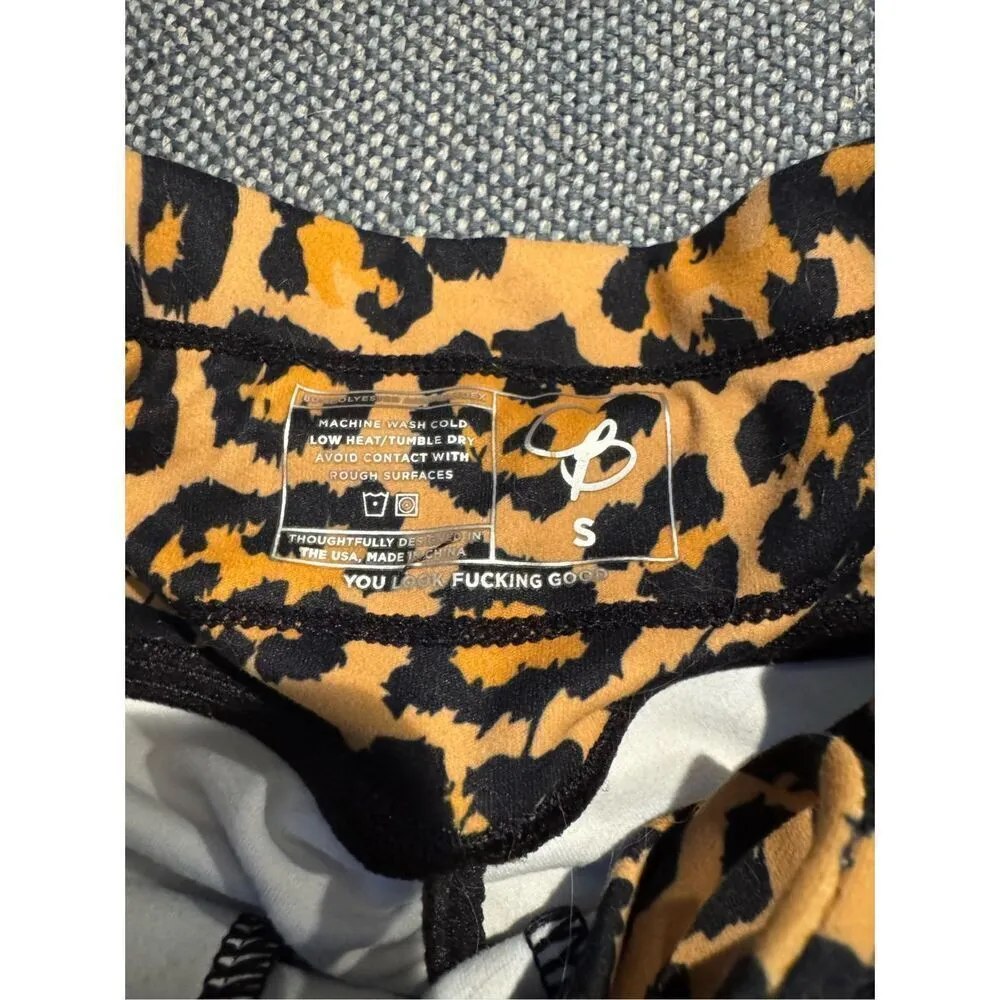 Celestial Bodiez leopard power biker shorts size small EUC Tan - Image 5