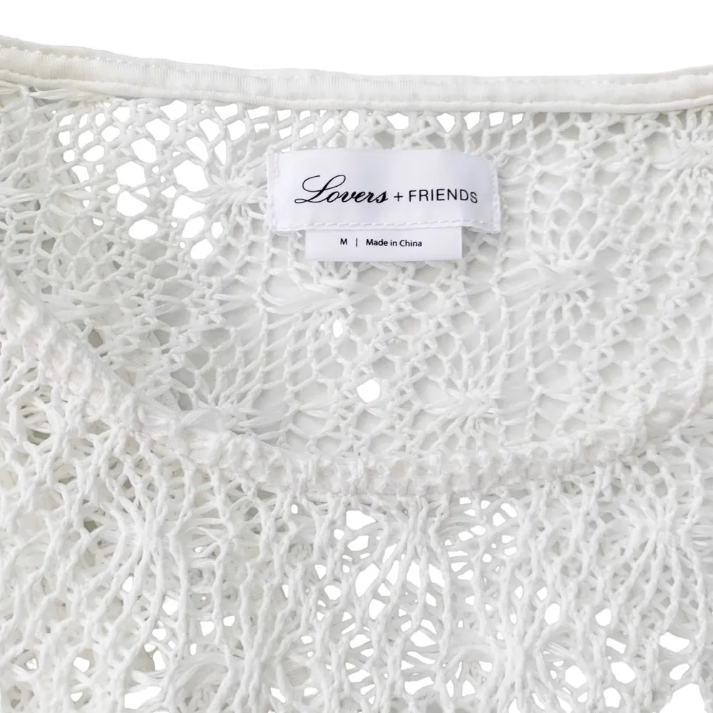 Lovers + Friends Crochet Short Sleeve Maci Cover Up Dress White Size M - Image 5