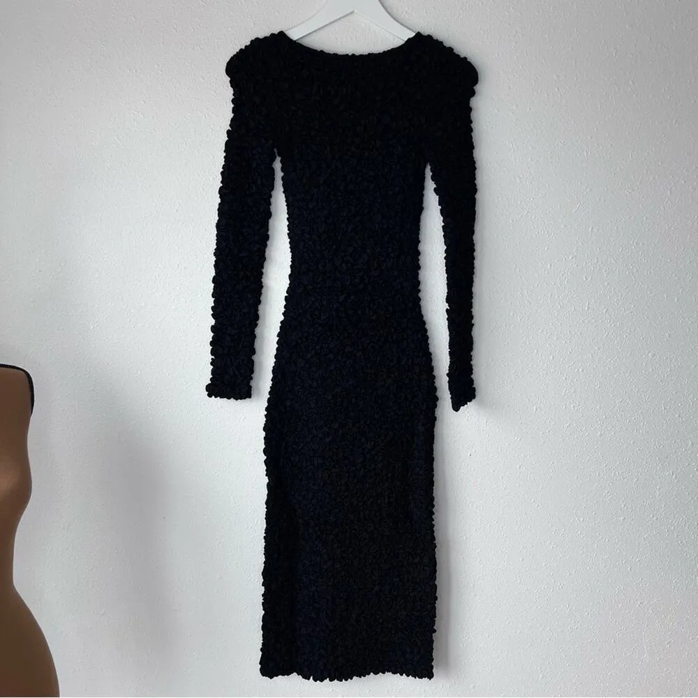 Mara Hoffman Amy Square-Neck Midi Smocked Bodycon Dress Black NWT size XXS - Image 5