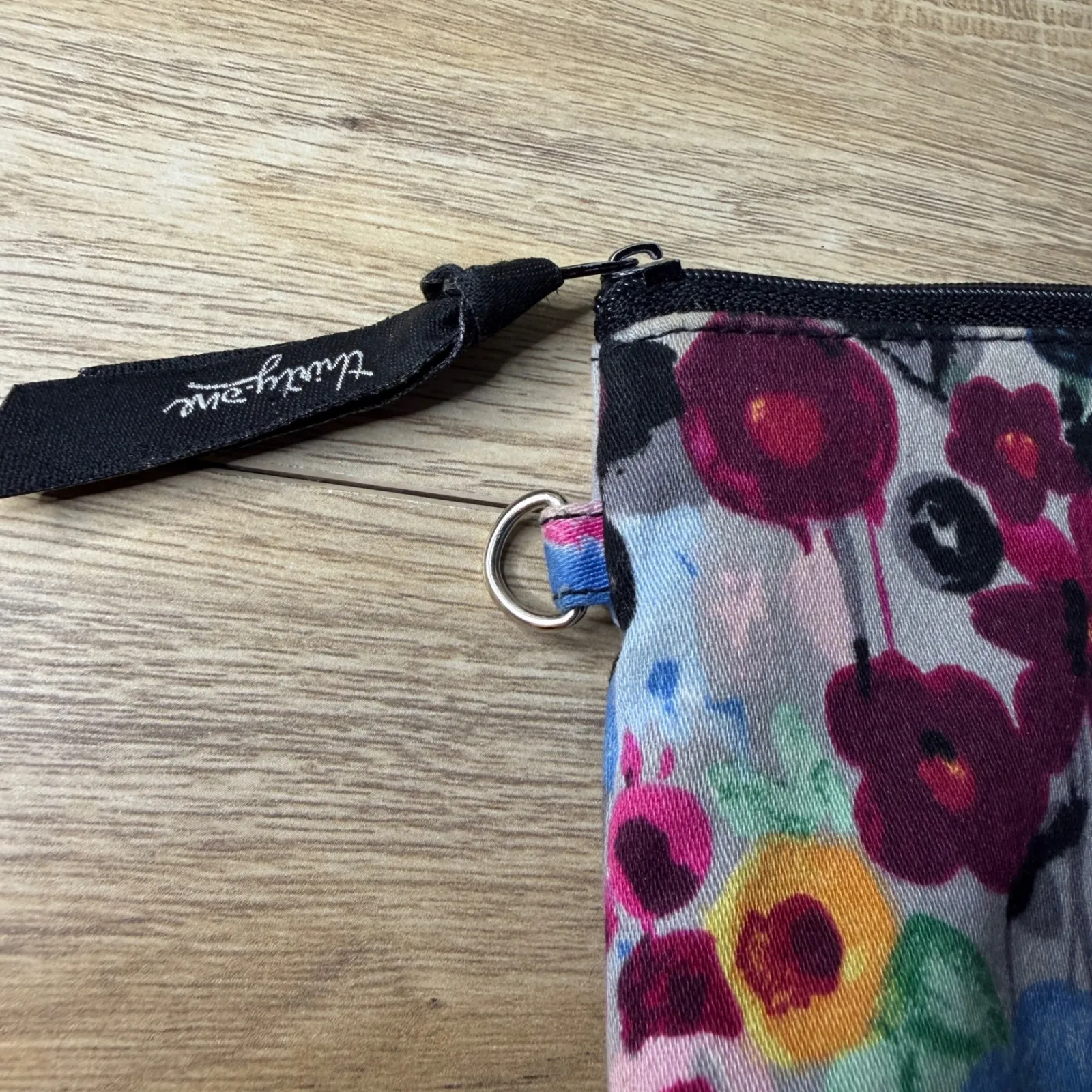 Thirty One Floral Zipper Pouch Makeup Bag Travel Organizer Pouch Watercolor Red - Image 3