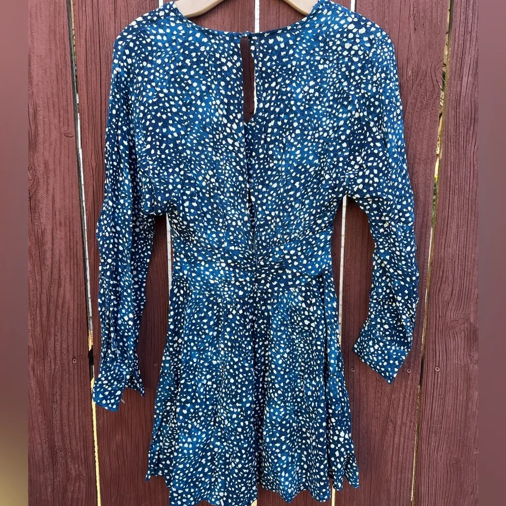 Mango MNG Long Sleeve Print Skater Dress Blue Size 0 - Image 9