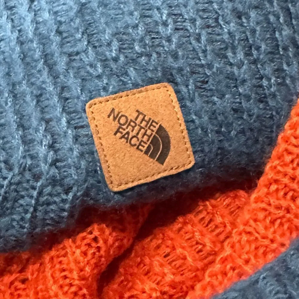 The North Face Colorblock Orange Blue Knit Infinity Scarf - Image 2