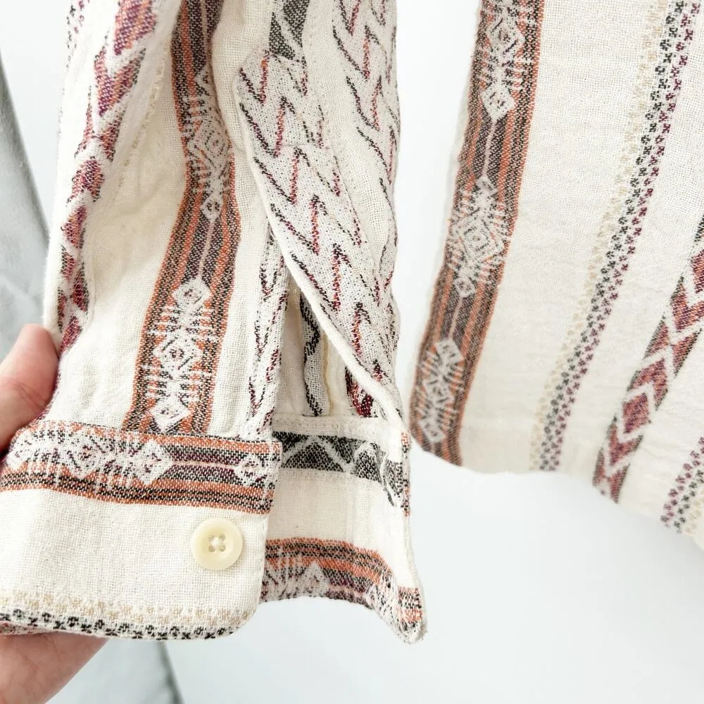 Zara Womens Boho Aztec Geometric Striped Button Up Oversized Shirt Jacket Size M - Image 4