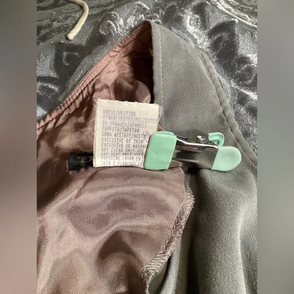 Vintage Gray Dress With Metal Accent & Zip Up Back 7/8 - Image 10