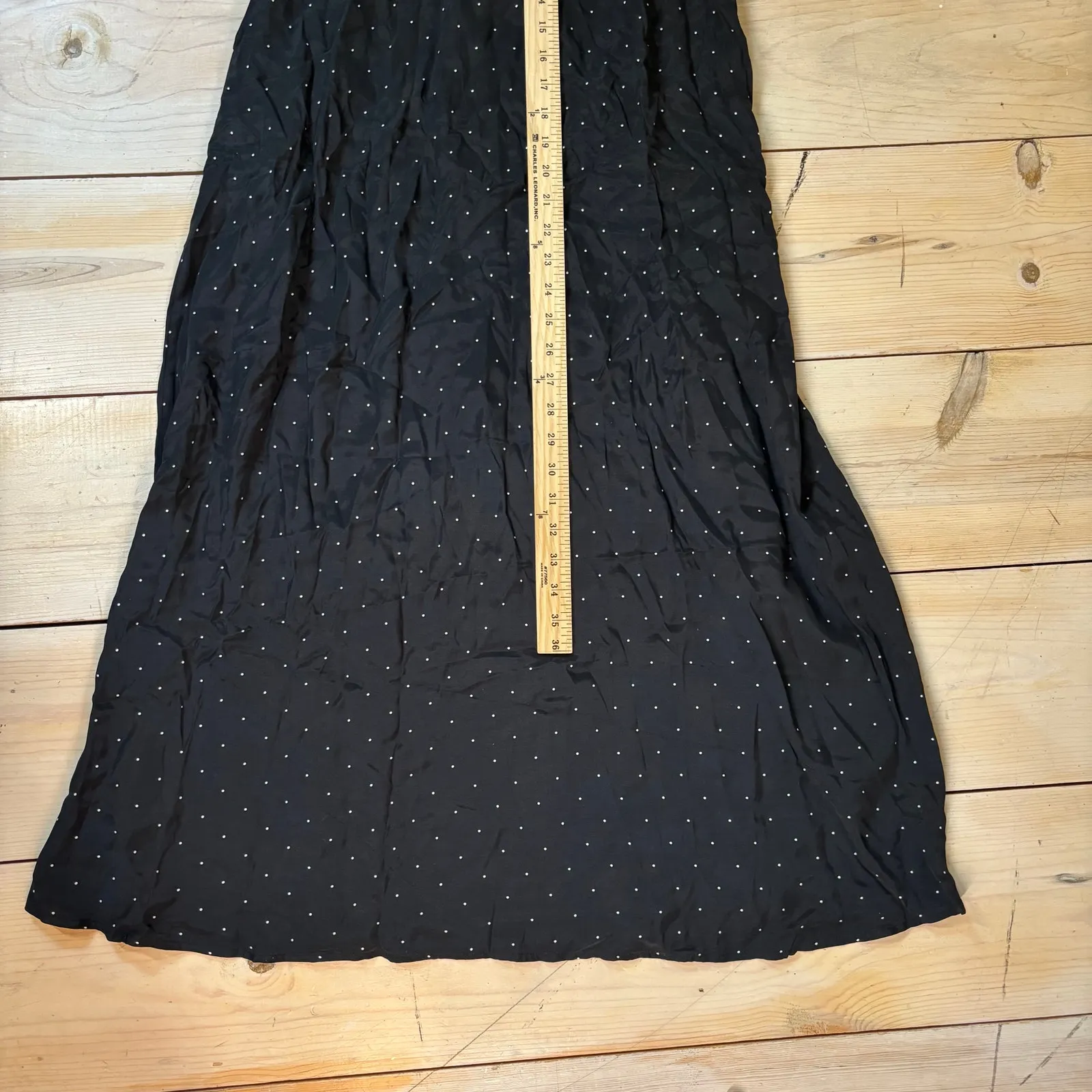 A New Day NWT Womens Long Sleeve Crepe Maxi A-Line Dress Black White Polka Dot M - Image 12