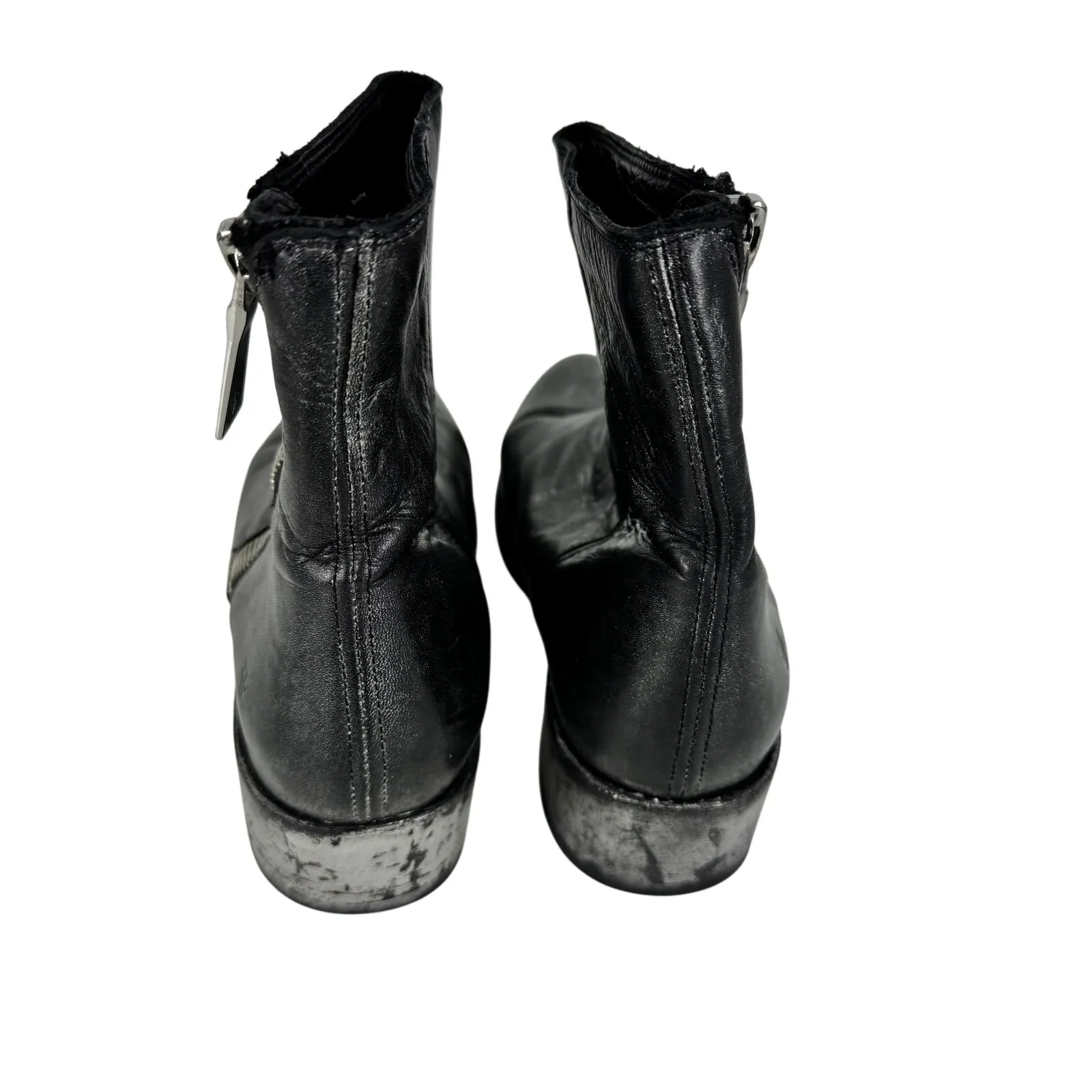 Frye Demi Metallic Black Zipper Leather Ankle Boots - Image 3