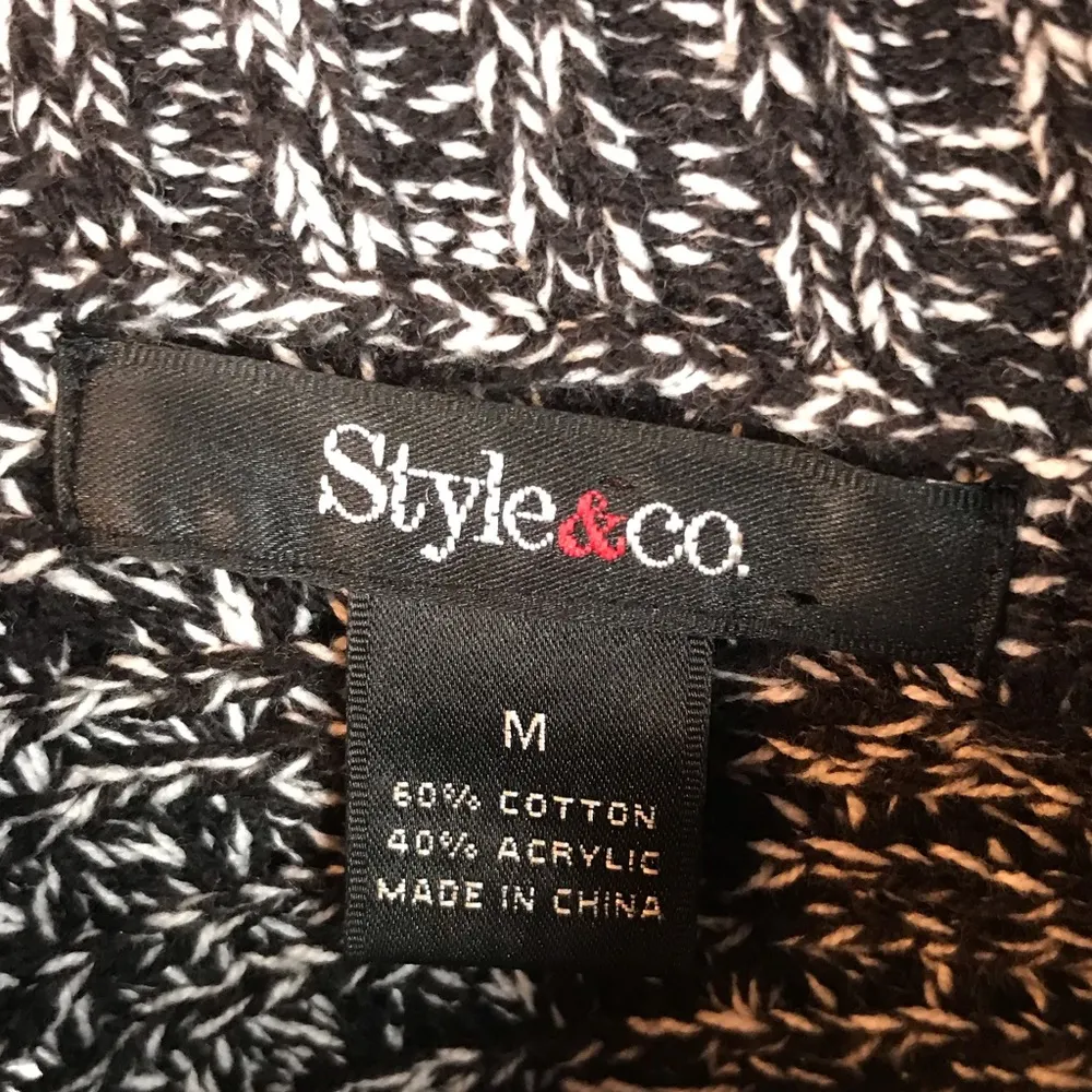 Style & Co. Cowl Neck Sweater, Black, White, Medium - Image 6