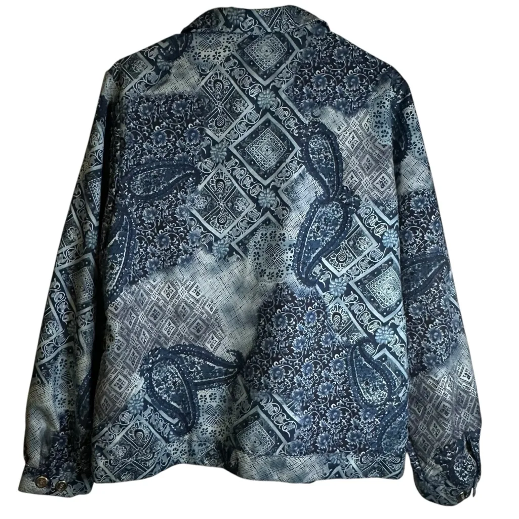 Vintage Samantha's Style Shoppe Shacket‎ Jacket Blue Floral Paisley Button Up L Size L - Image 6