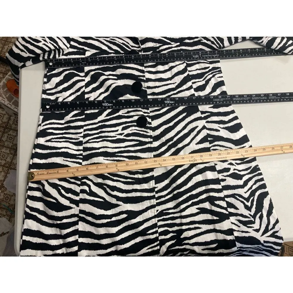 APPRAISAL Women’s Zebra/Animal Print Lightweight‎ Midi Jacket Size Large White - Image 5