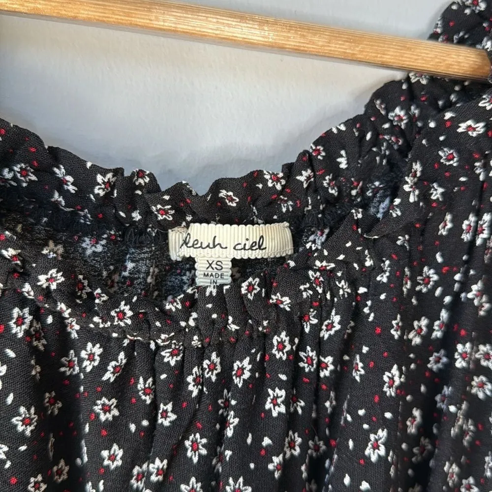 Bleuh Ciel Floral Black Maxi Elastic Waist Dress - Image 5